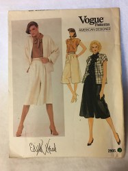 2905 EDITH HEAD UNLINED OPEN JACKET, BLOUSE, CULOTTES PATTERN 14